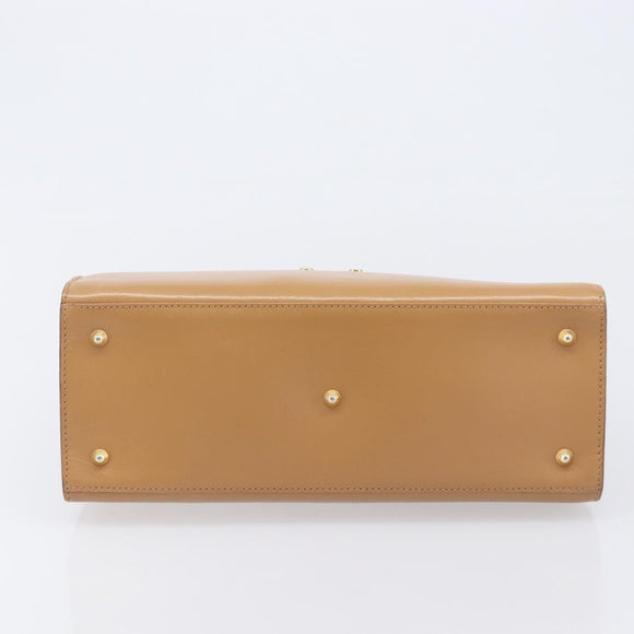 GUCCI Hand Bag Leather Beige Gold Tone 000 256 0192 Auth LN050