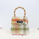 Salvatore Ferragamo Gancini Hand Bag Leather Multicolor Silver Auth LN051V-22