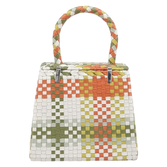 Salvatore Ferragamo Gancini Hand Bag Leather Multicolor Silver Auth LN051V