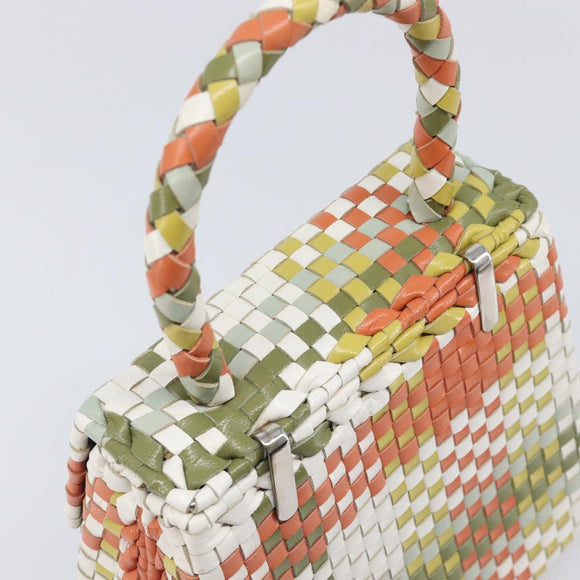 Salvatore Ferragamo Gancini Hand Bag Leather Multicolor Silver Auth LN051V