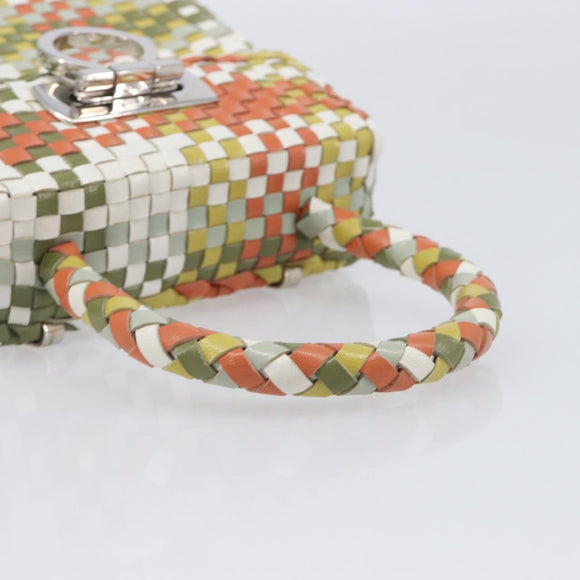 Salvatore Ferragamo Gancini Hand Bag Leather Multicolor Silver Auth LN051V