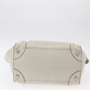 CELINE Luggage Mini Shopper Hand Bag Leather Ivory Silver Auth LN052V-5