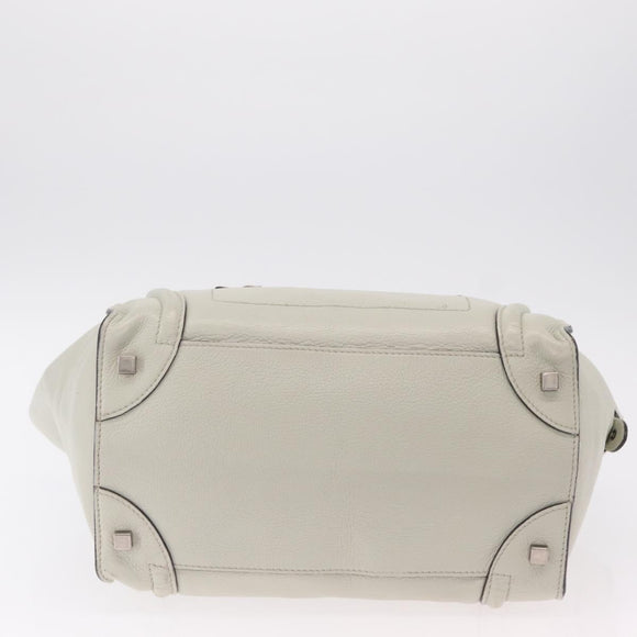 CELINE Luggage Mini Shopper Hand Bag Leather Ivory Silver Auth LN052V