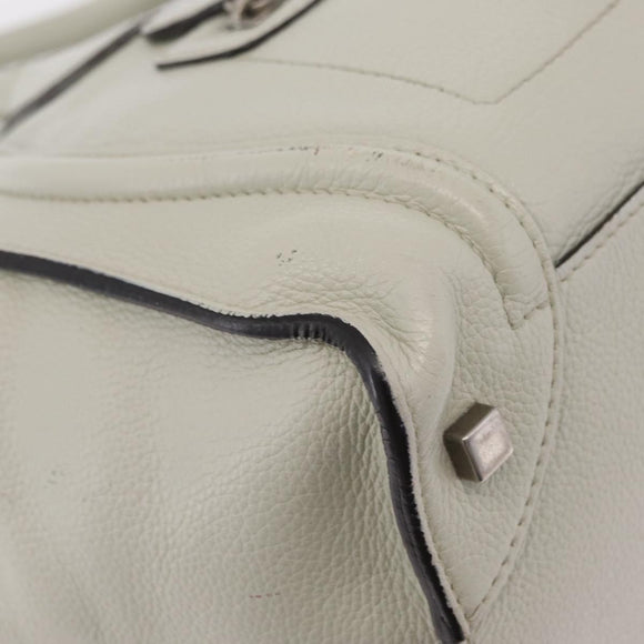 CELINE Luggage Mini Shopper Hand Bag Leather Ivory Silver Auth LN052V