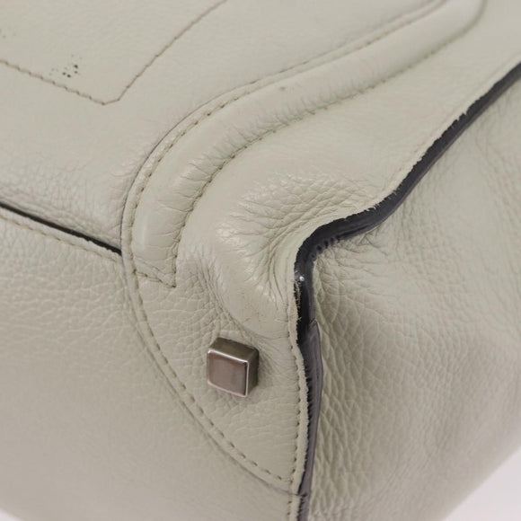 CELINE Luggage Mini Shopper Hand Bag Leather Ivory Silver Auth LN052V