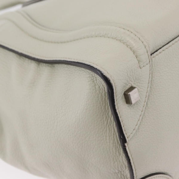 CELINE Luggage Mini Shopper Hand Bag Leather Ivory Silver Auth LN052V