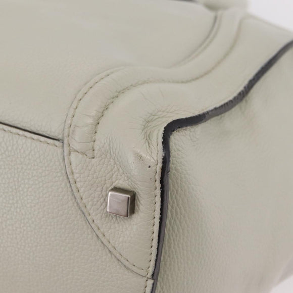 CELINE Luggage Mini Shopper Hand Bag Leather Ivory Silver Auth LN052V