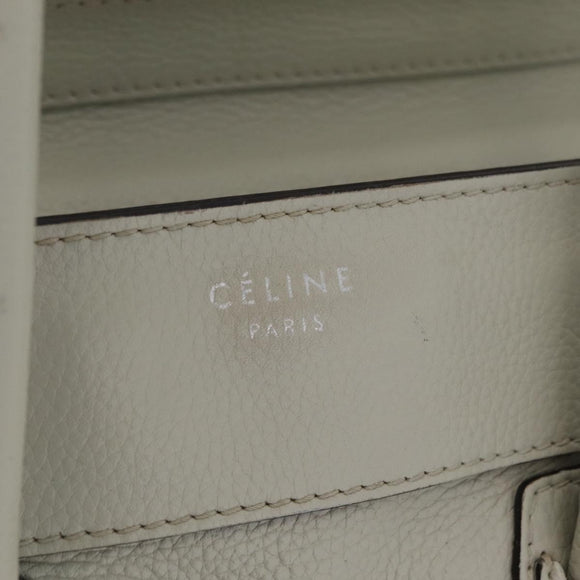 CELINE Luggage Mini Shopper Hand Bag Leather Ivory Silver Auth LN052V
