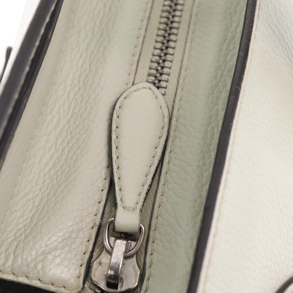 CELINE Luggage Mini Shopper Hand Bag Leather Ivory Silver Auth LN052V