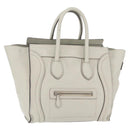 CELINE Luggage Mini Shopper Hand Bag Leather Ivory Silver Auth LN052V-1