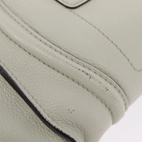 CELINE Luggage Mini Shopper Hand Bag Leather Ivory Silver Auth LN052V