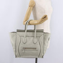 CELINE Luggage Mini Shopper Hand Bag Leather Ivory Silver Auth LN052V-27