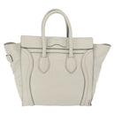 CELINE Luggage Mini Shopper Hand Bag Leather Ivory Silver Auth LN052V-2