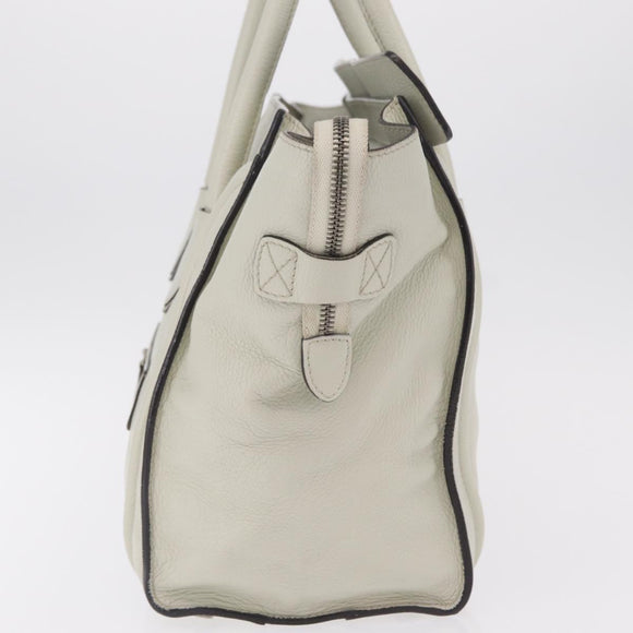 CELINE Luggage Mini Shopper Hand Bag Leather Ivory Silver Auth LN052V