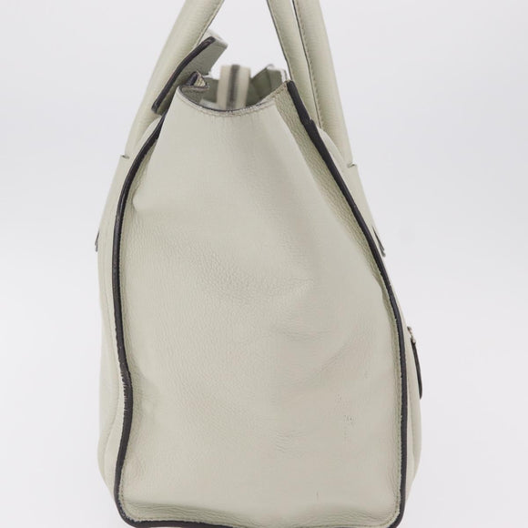 CELINE Luggage Mini Shopper Hand Bag Leather Ivory Silver Auth LN052V