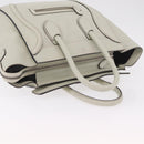 CELINE Luggage Mini Shopper Hand Bag Leather Ivory Silver Auth LN052V-6