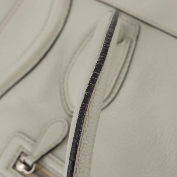 CELINE Luggage Mini Shopper Hand Bag Leather Ivory Silver Auth LN052V