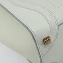 CELINE Luggage Micro Shopper Hand Bag Leather Ivory Gold Tone Auth LN053V-16