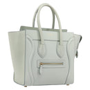 CELINE Luggage Micro Shopper Hand Bag Leather Ivory Gold Tone Auth LN053V-1
