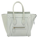 CELINE Luggage Micro Shopper Hand Bag Leather Ivory Gold Tone Auth LN053V-13