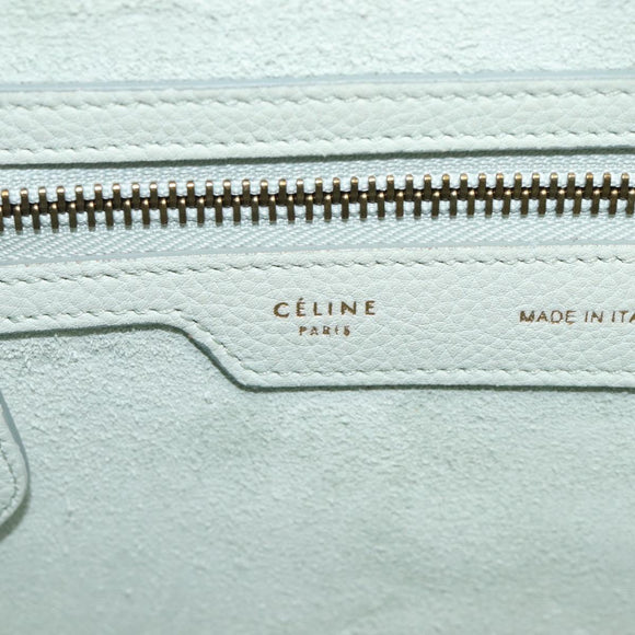 CELINE Luggage Micro Shopper Hand Bag Leather Ivory Gold Tone Auth LN053V