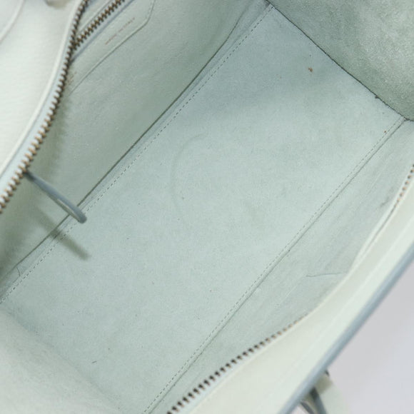 CELINE Luggage Micro Shopper Hand Bag Leather Ivory Gold Tone Auth LN053V