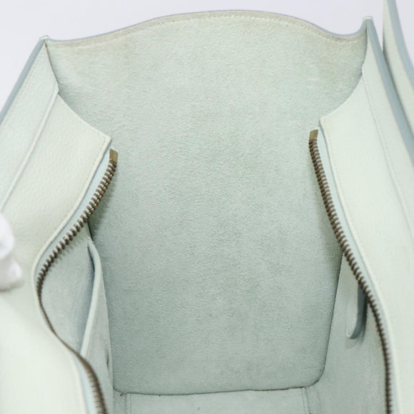 CELINE Luggage Micro Shopper Hand Bag Leather Ivory Gold Tone Auth LN053V