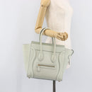 CELINE Luggage Micro Shopper Hand Bag Leather Ivory Gold Tone Auth LN053V-29