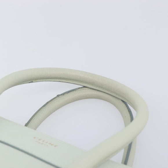 CELINE Luggage Micro Shopper Hand Bag Leather Ivory Gold Tone Auth LN053V