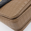 CELINE Chain Shoulder Bag Leather Brown Gold Auth LN054V-13