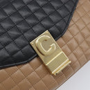 CELINE Chain Shoulder Bag Leather Brown Gold Auth LN054V-16