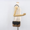 CELINE Chain Shoulder Bag Leather Brown Gold Auth LN054V-27