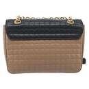 CELINE Chain Shoulder Bag Leather Brown Gold Auth LN054V-3