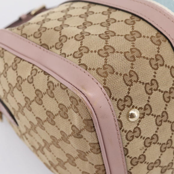 GUCCI GG Canvas Sherry Line Boston Bag 2way Beige Gold Tone 247205 Auth LN056A