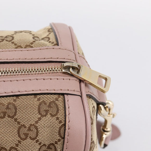 GUCCI GG Canvas Sherry Line Boston Bag 2way Beige Gold Tone 247205 Auth LN056A