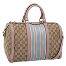 GUCCI GG Canvas Sherry Line Boston Bag 2way Beige Gold Tone 247205 Auth LN056A-1