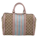 GUCCI GG Canvas Sherry Line Boston Bag 2way Beige Gold Tone 247205 Auth LN056A-13