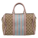 GUCCI GG Canvas Sherry Line Boston Bag 2way Beige Gold Tone 247205 Auth LN056A-2
