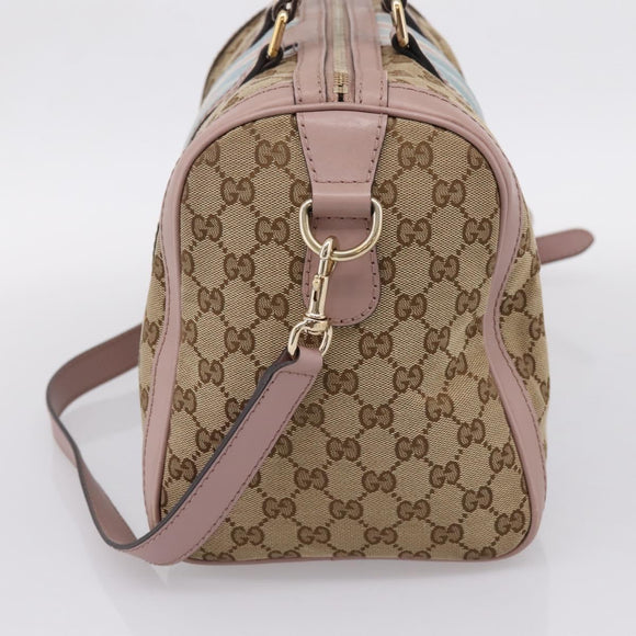 GUCCI GG Canvas Sherry Line Boston Bag 2way Beige Gold Tone 247205 Auth LN056A