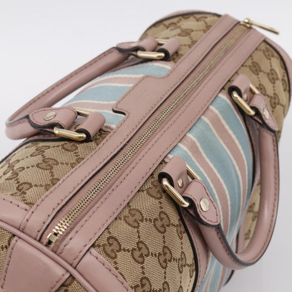 GUCCI GG Canvas Sherry Line Boston Bag 2way Beige Gold Tone 247205 Auth LN056A