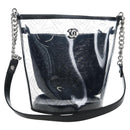 CHANEL Icon Chain Shoulder Bag Vinyl Clear Silver CC Auth LN057M-1