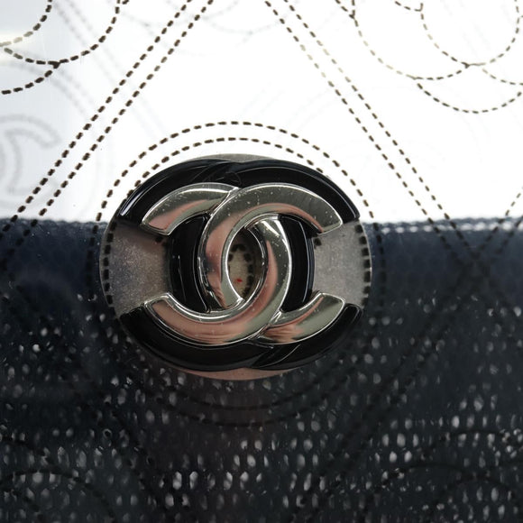 CHANEL Icon Chain Shoulder Bag Vinyl Clear Silver CC Auth LN057M