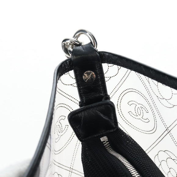 CHANEL Icon Chain Shoulder Bag Vinyl Clear Silver CC Auth LN057M