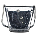CHANEL Icon Chain Shoulder Bag Vinyl Clear Silver CC Auth LN057M-2