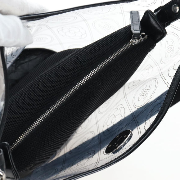 CHANEL Icon Chain Shoulder Bag Vinyl Clear Silver CC Auth LN057M
