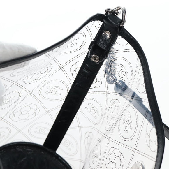 CHANEL Icon Chain Shoulder Bag Vinyl Clear Silver CC Auth LN057M