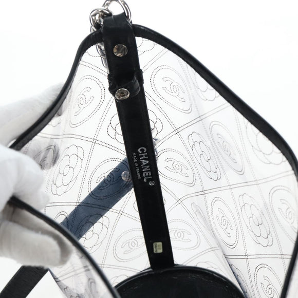 CHANEL Icon Chain Shoulder Bag Vinyl Clear Silver CC Auth LN057M