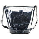CHANEL Icon Chain Shoulder Bag Vinyl Clear Silver CC Auth LN057M-3