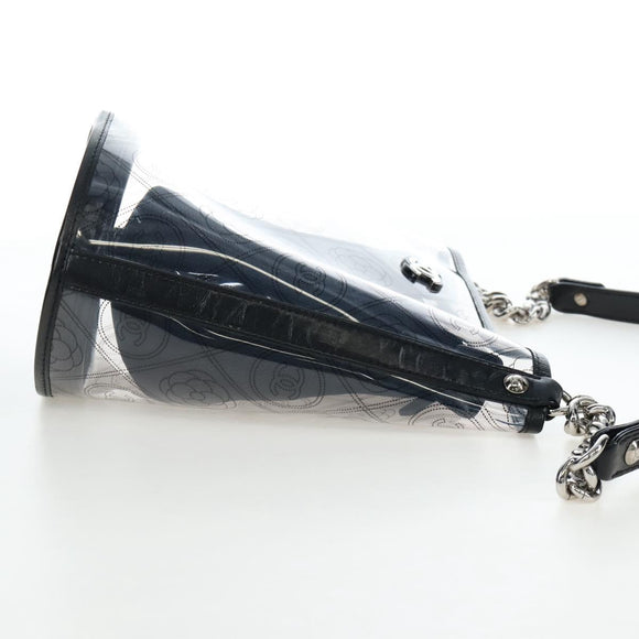 CHANEL Icon Chain Shoulder Bag Vinyl Clear Silver CC Auth LN057M