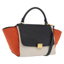CELINE Trapeze Hand Bag Canvas 2way Orange Gold Tone Auth LN058A-1